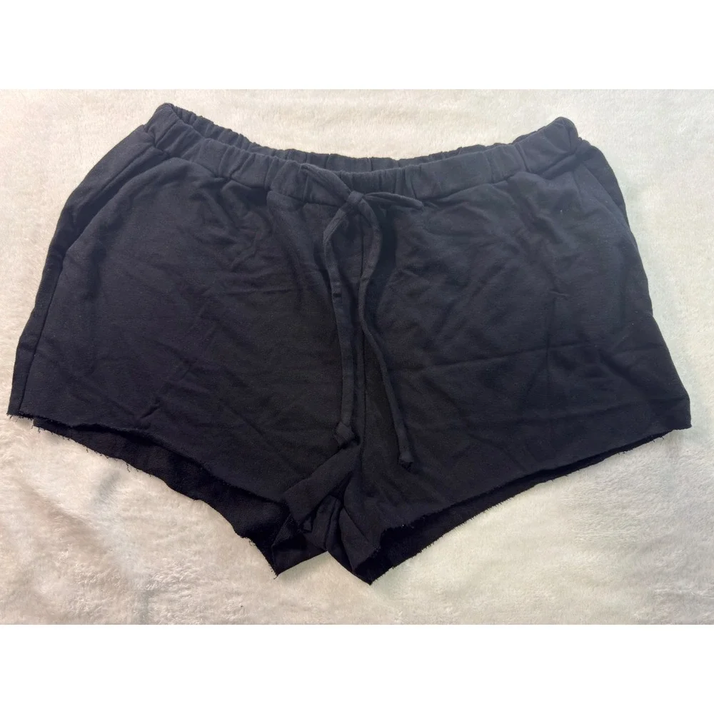Ever Hottie Girls Black Cotton Raw Hem Drawstring Sweat Shorts VST2 L USA‎